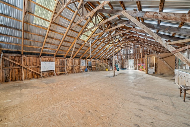 view of unfinished attic