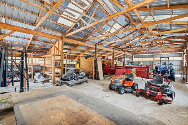 garage featuring metal wall