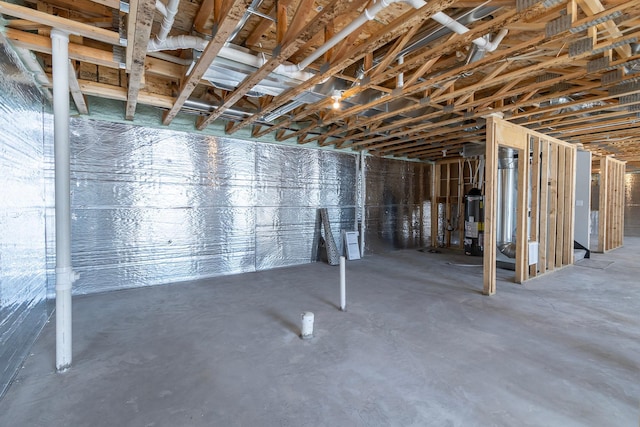 basement featuring water heater