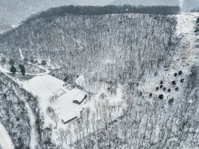 E2614 Bohland Hollow Rd, Wheatland Twp, WI 54624 - snowy aerial view featuring a mountain view