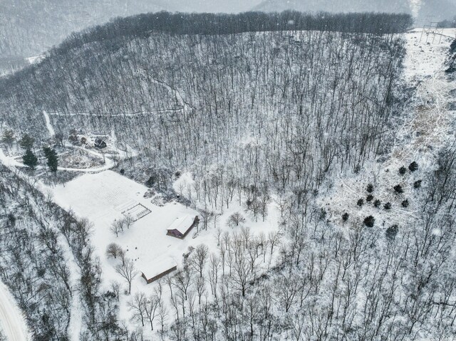 E2614 Bohland Hollow Rd, Wheatland Twp, WI 54624 - snowy aerial view featuring a mountain view