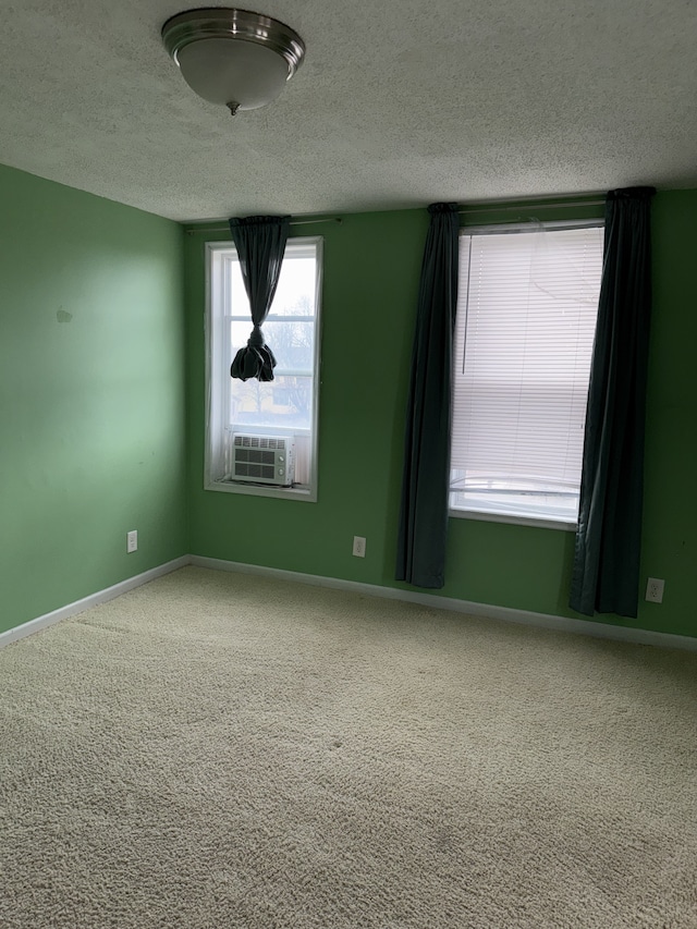 empty room featuring carpet and a textured ceiling