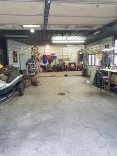 garage featuring a workshop area