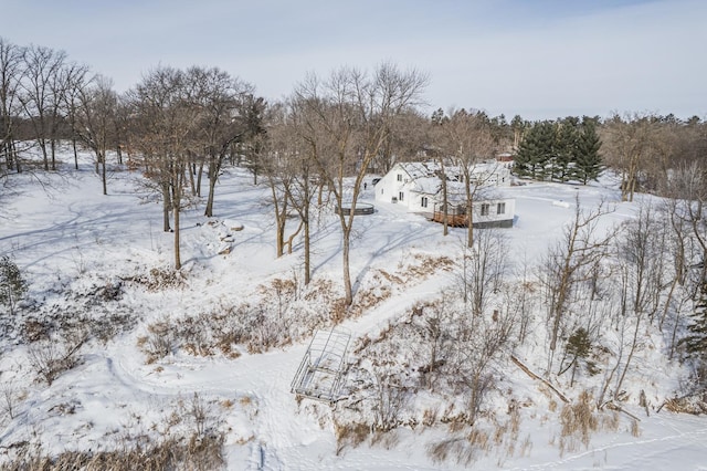 view of yard covered in snow