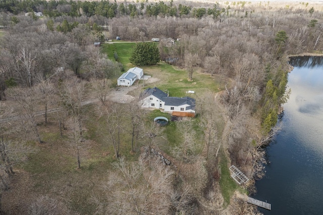 drone / aerial view featuring a water view and a rural view