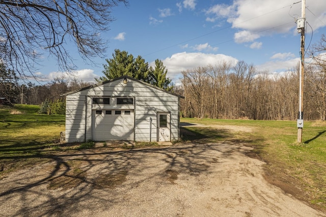 view of outbuilding with an outdoor structure and dirt driveway