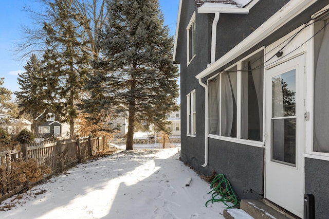 view of snowy exterior