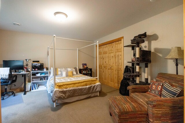 bedroom featuring a closet and carpet