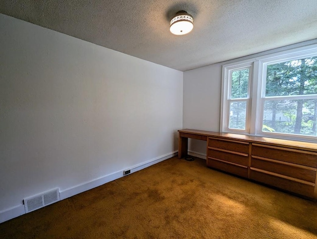 carpeted spare room featuring a textured ceiling