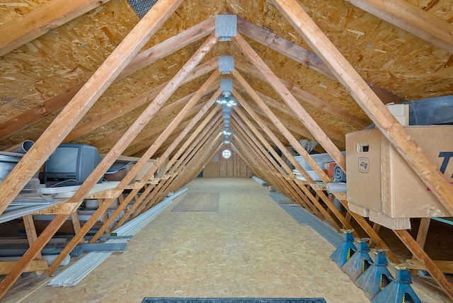 view of unfinished attic