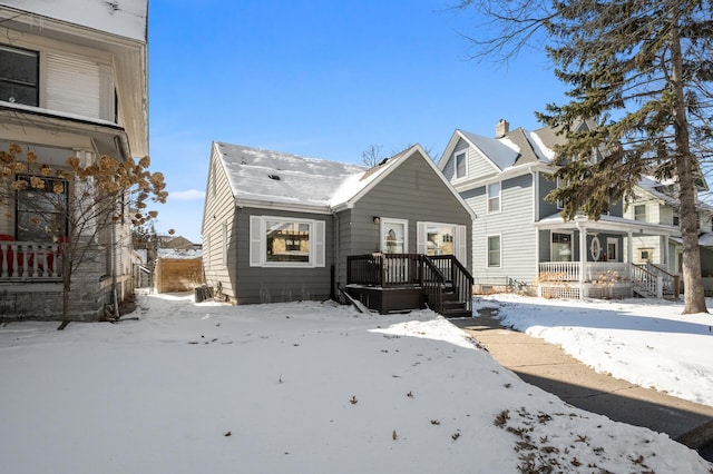 view of snow covered property