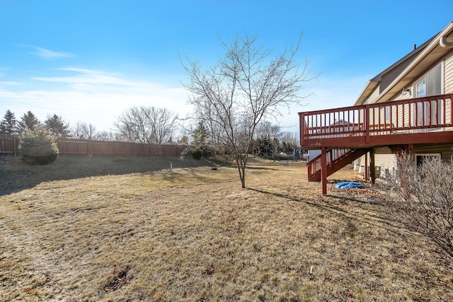 view of yard featuring a wooden deck