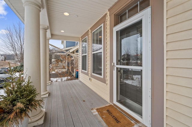 deck featuring a porch