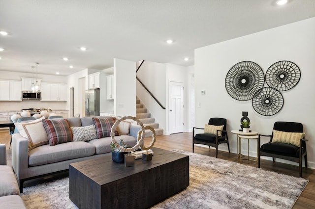 living room featuring wood-type flooring