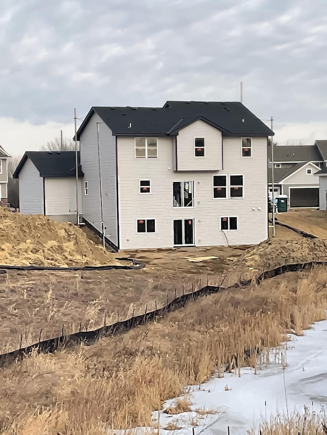 view of snow covered property