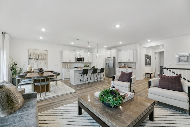 living room featuring light hardwood / wood-style floors