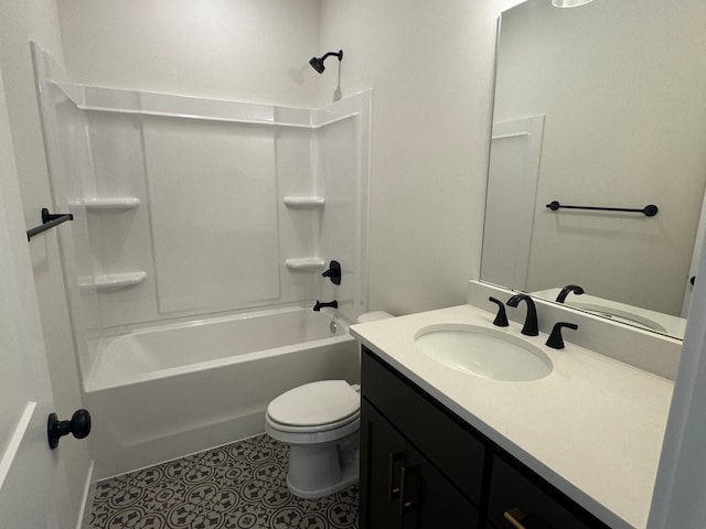 14514 Kingsview Ln, Dayton, MN 55327 - bathroom featuring toilet, washtub / shower combination, tile patterned flooring, and vanity