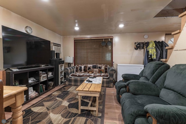 living room with hardwood / wood-style flooring