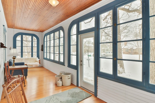 interior space featuring wooden ceiling