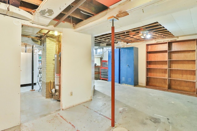 basement featuring water heater