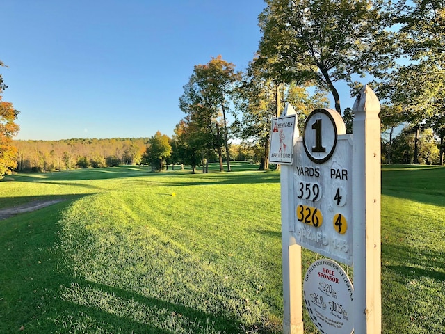 view of community featuring a lawn