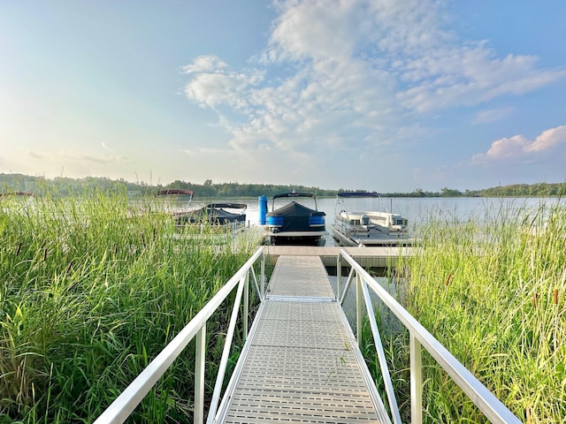 view of dock featuring a water view