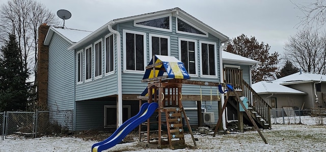 view of snow covered playground