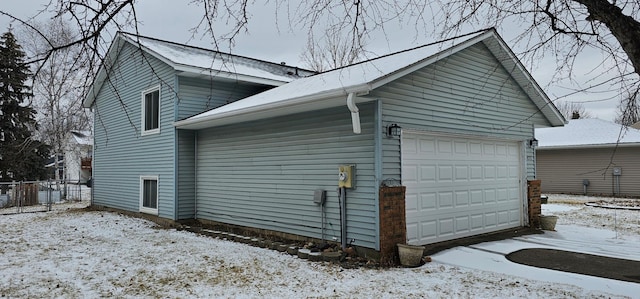 view of snow covered property