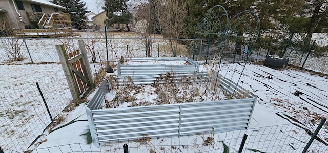 view of yard covered in snow