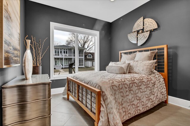 bedroom with tile patterned flooring