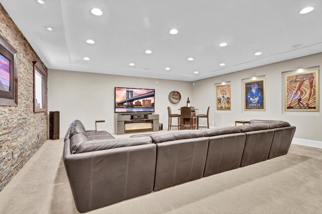 living room featuring light colored carpet