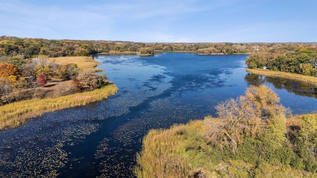 water view with a wooded view