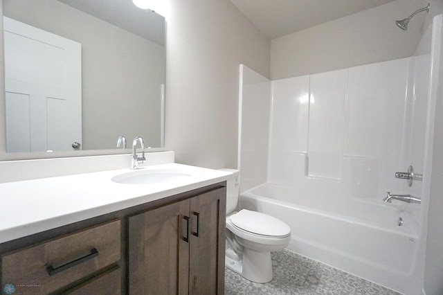 6020 80th Ave S, Fargo, ND 58047 - bathroom featuring toilet, vanity, and bathing tub / shower combination