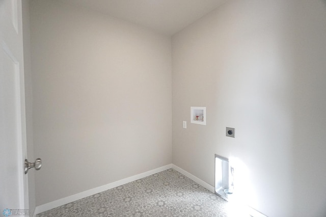 6020 80th Ave S, Fargo, ND 58047 - laundry area featuring washer hookup, electric dryer hookup, and baseboards