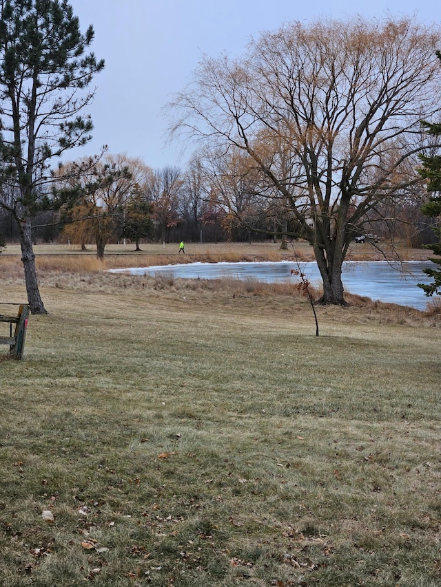 view of yard featuring a water view