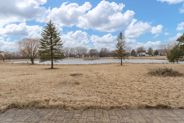 view of yard with a water view