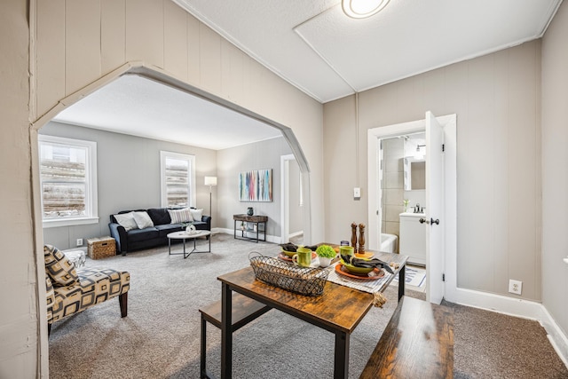 living room with carpet flooring