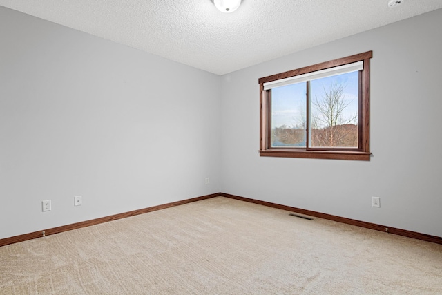 spare room with carpet floors and a textured ceiling