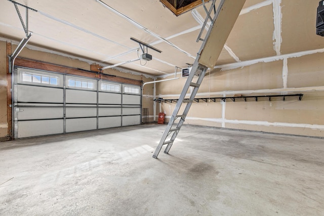 garage with a garage door opener