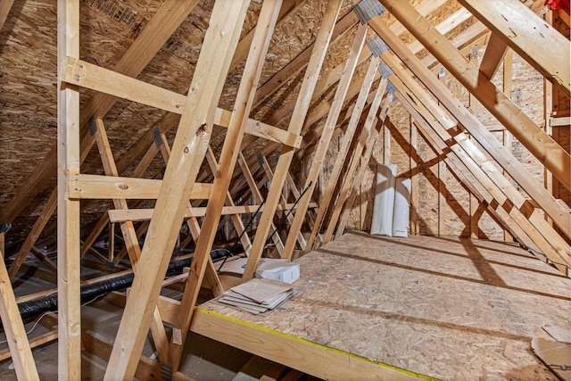 view of unfinished attic