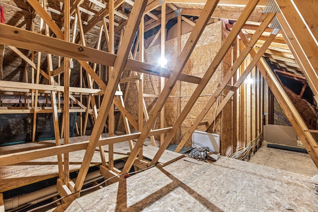 view of unfinished attic