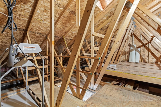 view of unfinished attic