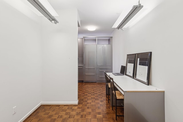 hall with dark parquet floors