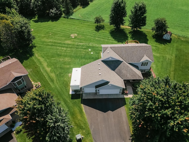 bird's eye view with a rural view