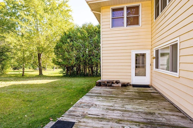 deck featuring a yard