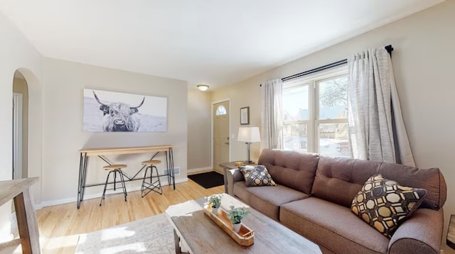 living room featuring light hardwood / wood-style flooring