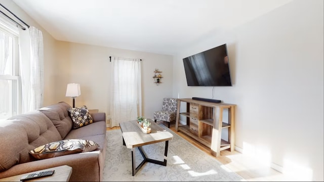 living room with light wood-type flooring