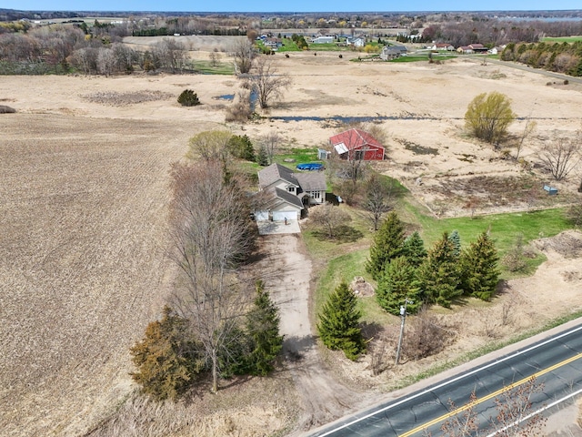 drone / aerial view featuring a rural view