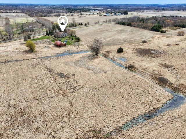 drone / aerial view featuring a rural view