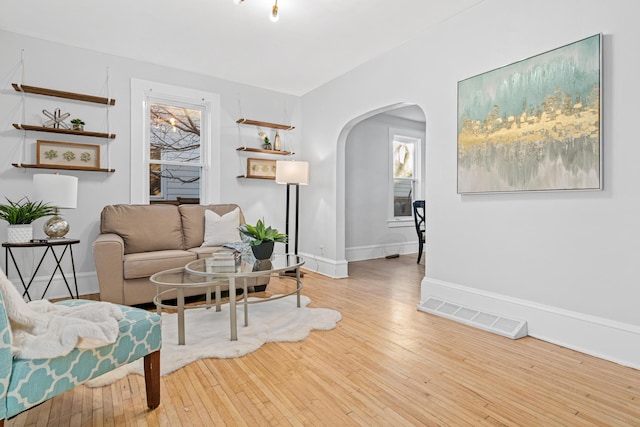 living area with light wood-type flooring